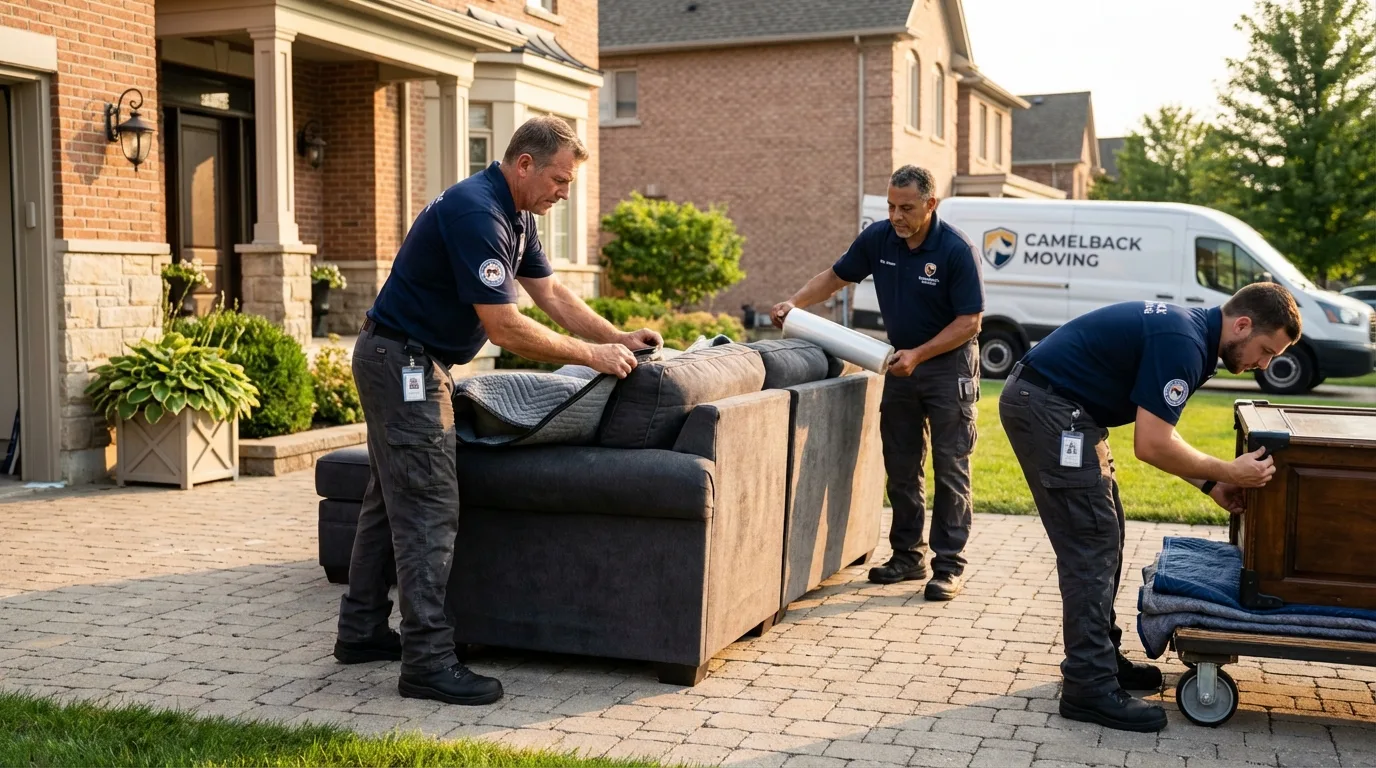 Large estate moving crew wrapping furniture in King William, VA