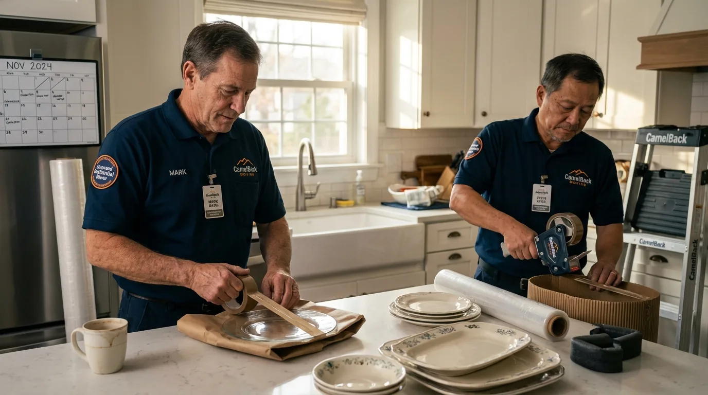 Professional crew packing kitchen dishware in King William, VA
